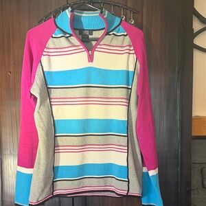 NILS Women's Pink, Blue, and Gray Striped Sweater